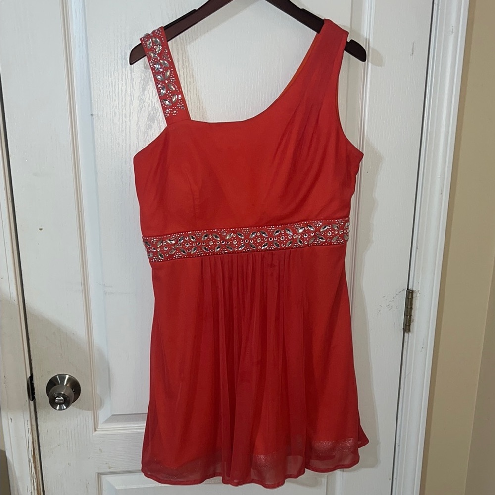 Embellished Orange Homecoming Dress